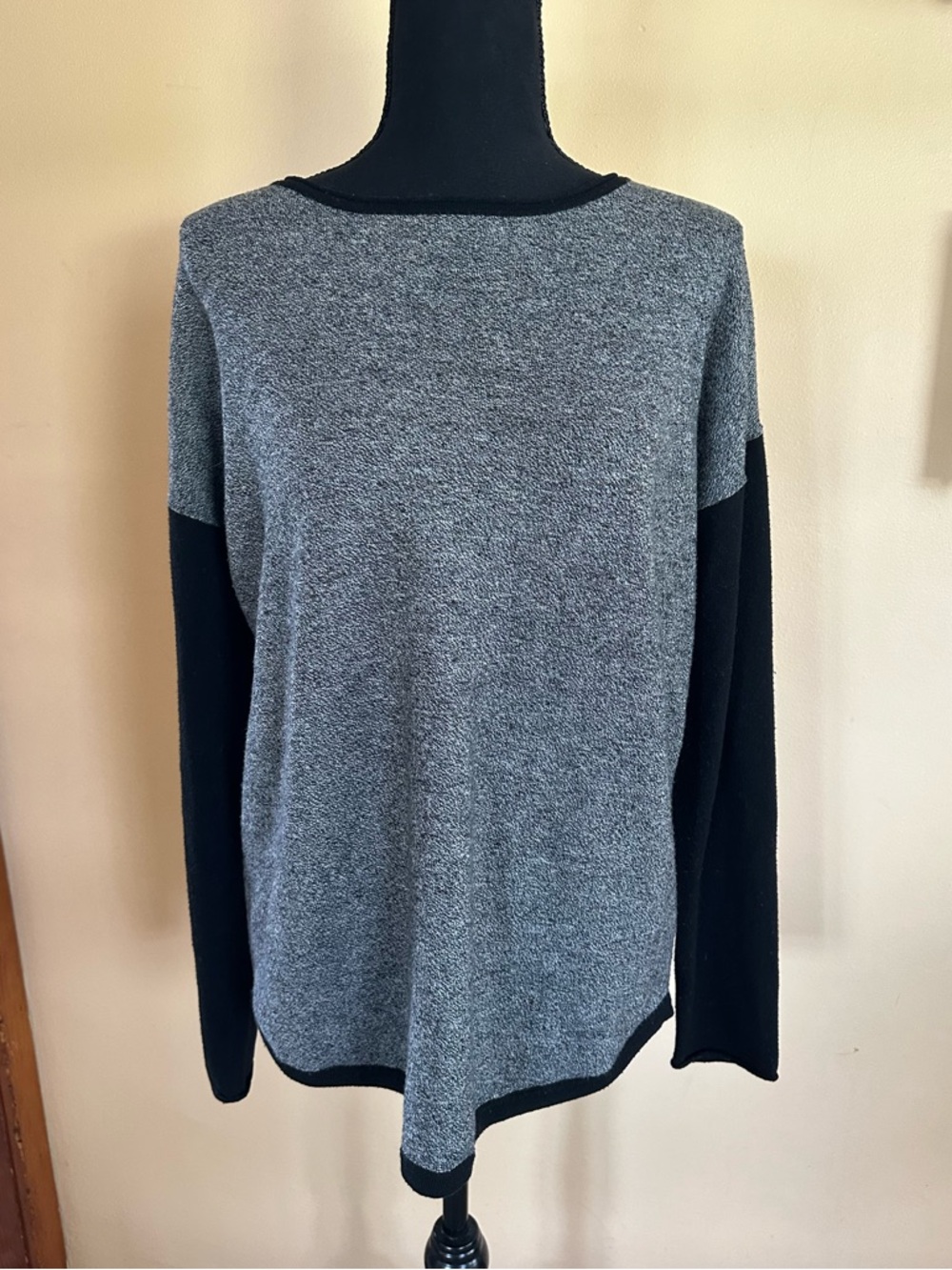 Smartwool Color Block Sweater long sleeve black ski wool blend Size Large